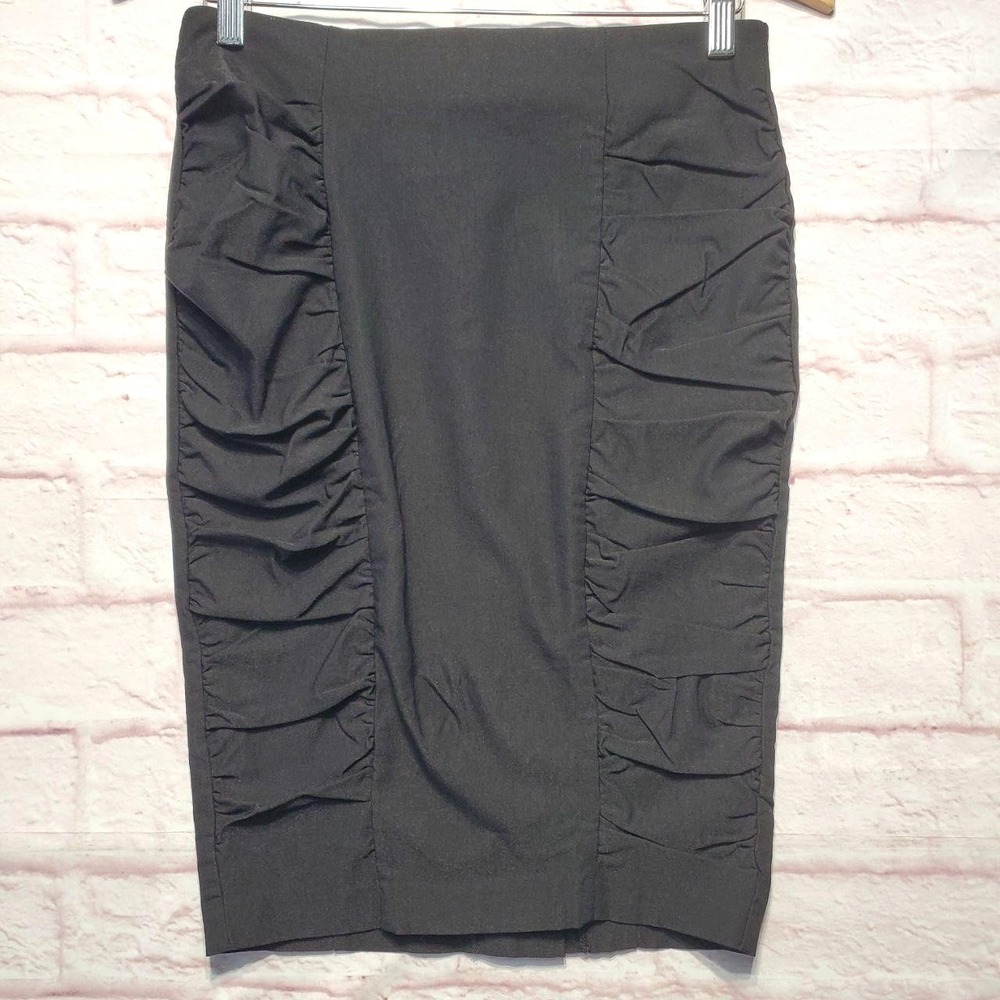 I.N. San Francisco Ruched Pencil Skirt Juniors 11 Black Stretch Career Chic